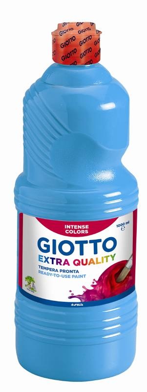 GIOTTO Tempera Pronta 1Lt Cyan (Azzurro Ciano) - A base d'acqua, facile da stendere, opaca e coprente