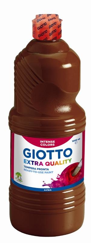 Giotto Tempera Pronta 1000 ml Marrone - A base d'acqua, facile da stendere, opaca e coprente, con tappo dosatore e impugnatura ergonomica