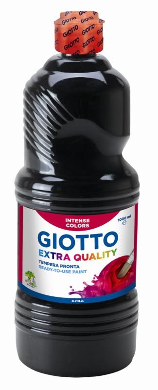 Giotto Tempera Pronta 1000 ml Nero - A base d'acqua, facile da stendere, opaca e coprente, con tappo dosatore e impugnatura ergonomica