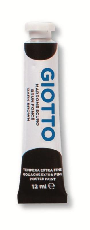 Giotto Tempera Tubo 12 ml Marrone Scuro - Pigmenti di Qualità Superiore, Diluibile con Acqua