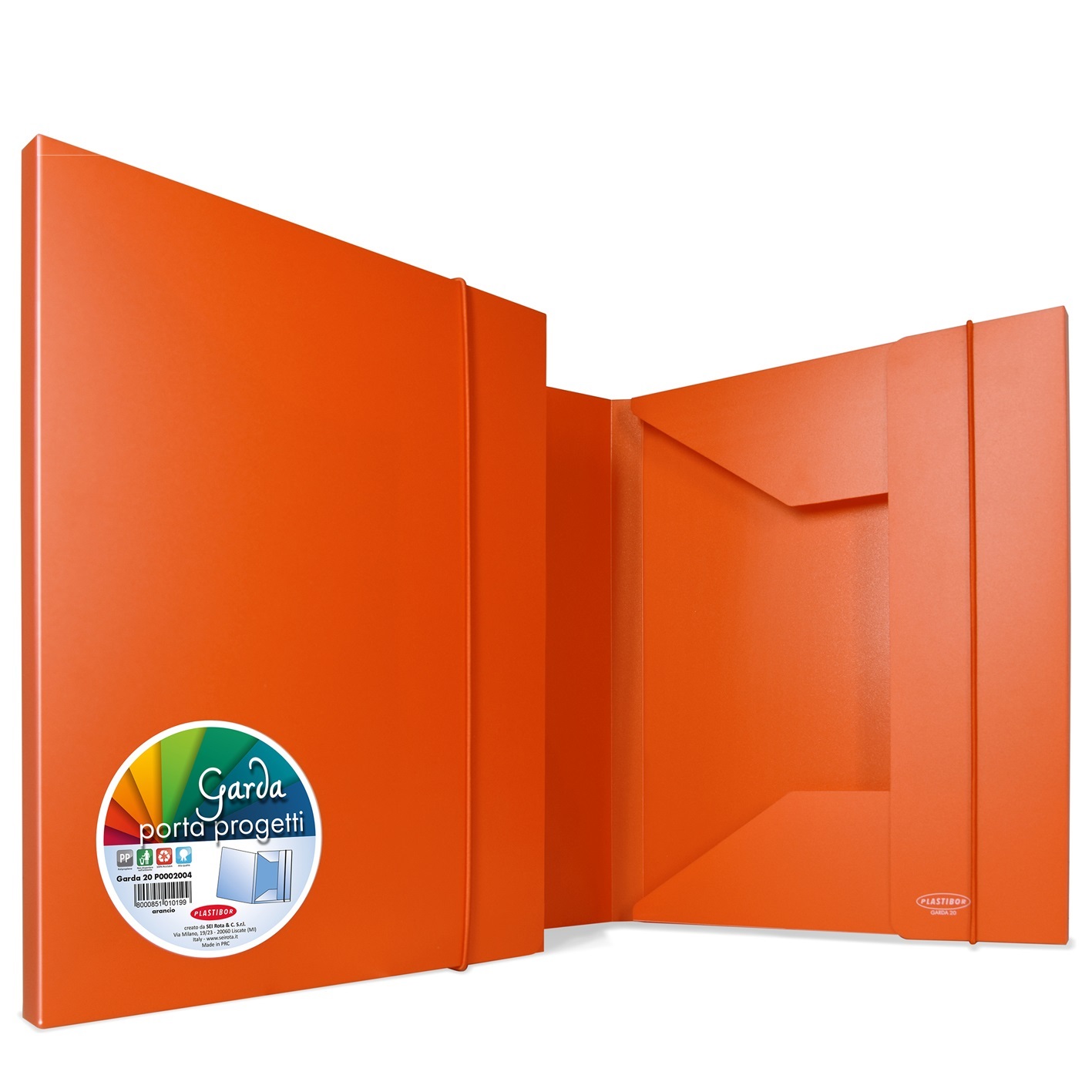 Plastibor Cartelletta Garda 20 - Polipropilene Rosso, 3 Lembi con Elastico, Dorso Rigido 20 mm