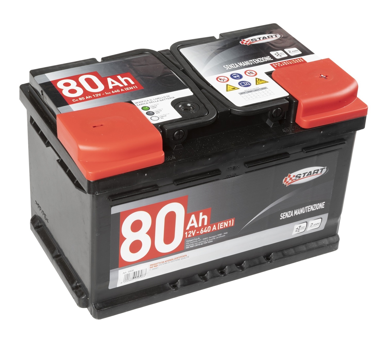 COLZANI Batteria Auto 80Ah 12V 640A (EN1) Cassetta L3 - Polo Positivo Destro