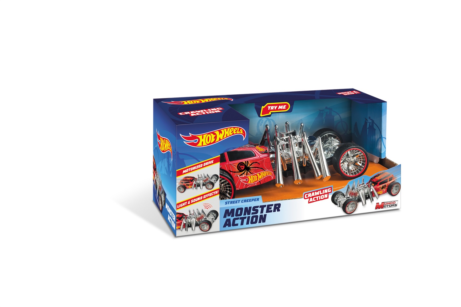 Hot Wheels Mondo Motors - Monster Action Street Creeper - Macchina a Frizione per Bambini 3 Anni con Luci e Suoni - 51203