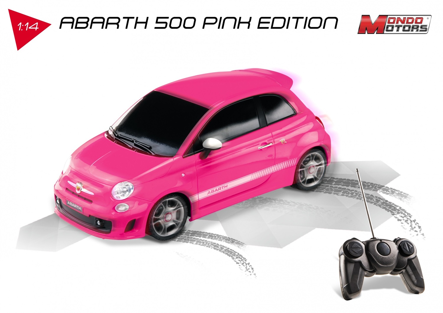 Mondo Motors ABARTH 500 PINK EDITION Auto Giocattolo Radiocomandata Scala 1:14 fino a 10 km/h per Bambini 3 Anni
