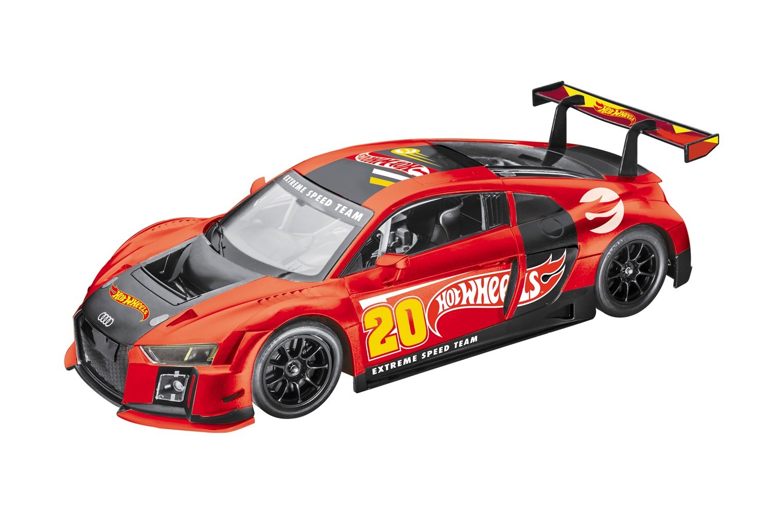 Hot Wheels Audi R8 LMS - Macchina Radiocomandata Scala 1:14 con Fari Illuminati - Design Sportivo Rosso