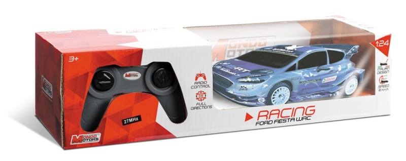 Mondo Motors Ford Fiesta WRC - Modello Radiocomandato in Scala 1:24, Velocità Fino a 8 km/h, Giocattolo per Bambini, Blu