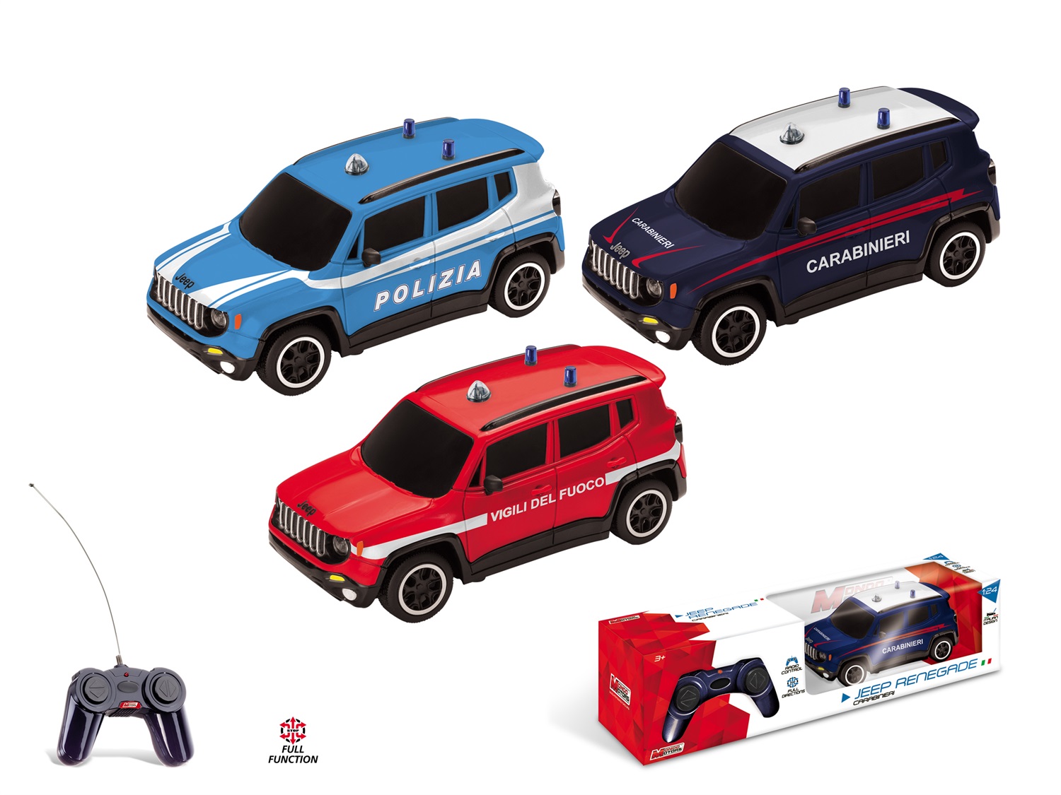 Mondo Motors Jeep Renegade Security - Auto Radiocomandata Scala 1:24 - 3 Colori Assortiti - Design Ufficiale