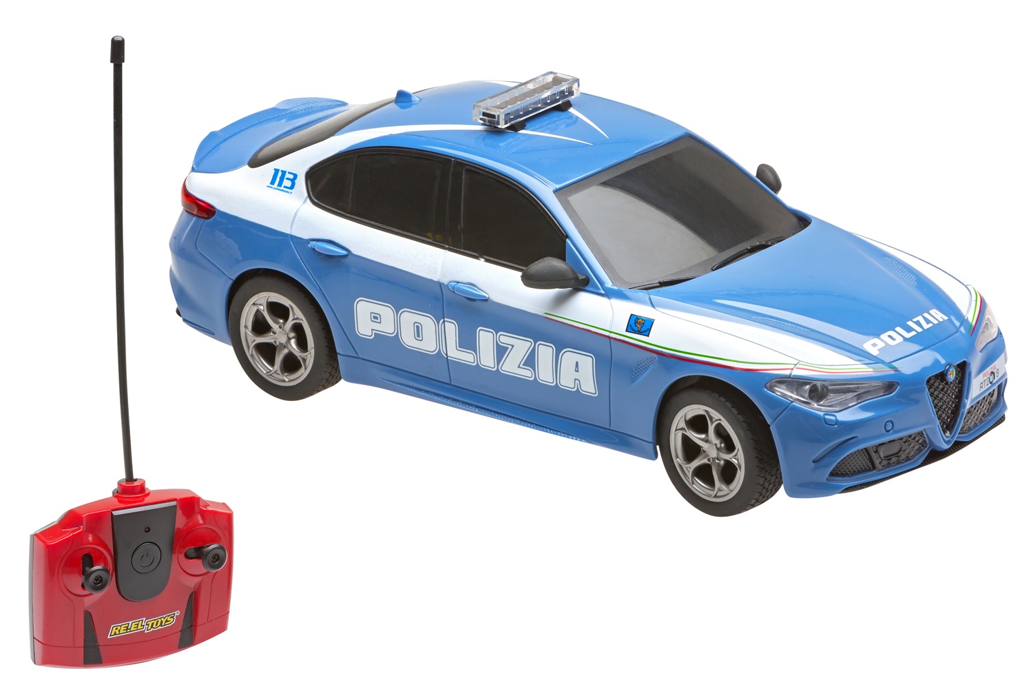 RE.EL Toys Alfa Romeo Giulia Quadrifoglio Polizia Radiocomandata Scala 1:24 con Luci LED