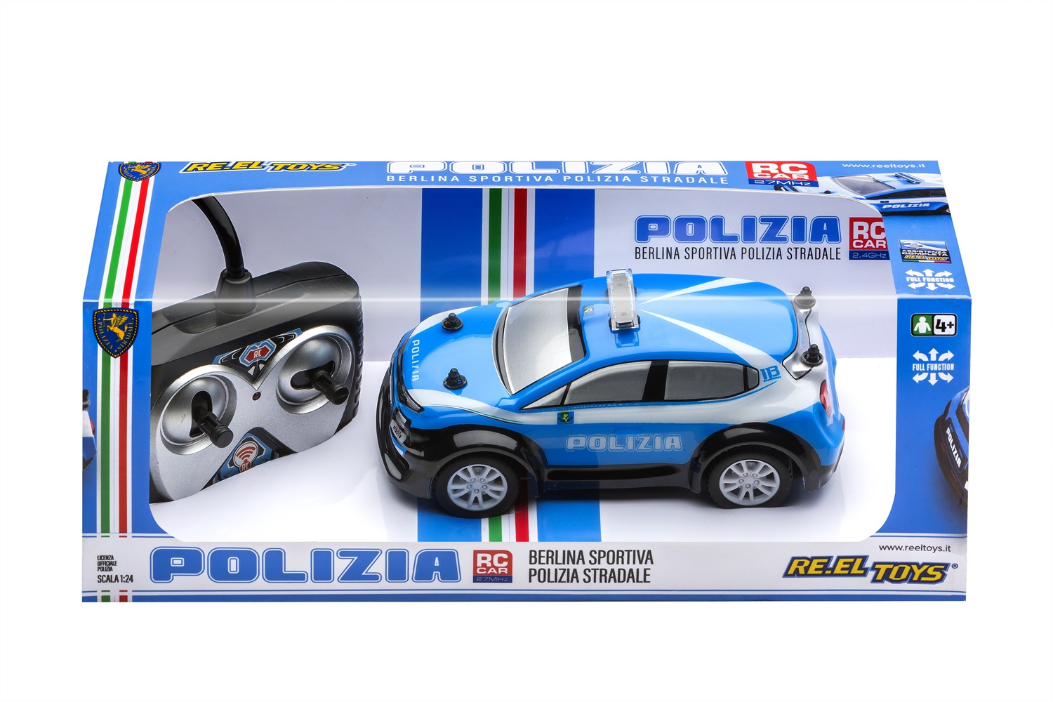RE.EL Toys Auto Polizia R/C 1:26 - Radiocomandata a Controllo Completo con Licenza Ufficiale POLIZIA di Stato