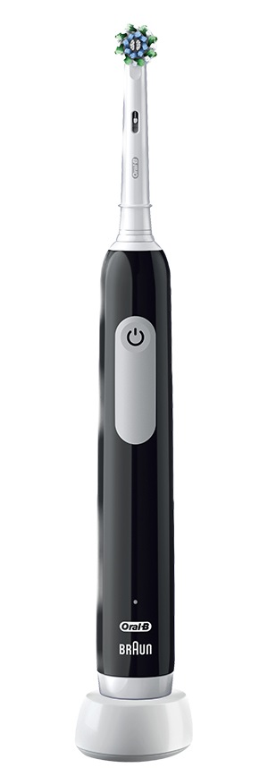 Oral-B Pro 1 Cross Action Spazzolino Elettrico Ricaricabile Nero con Testina di Ricambio e Custodia da Viaggio