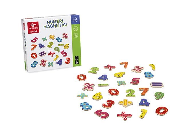 Dal Negro 053855 - Giocattolo Educativo con 77 Numeri Magnetici in Legno per Primi Calcoli Aritmetici