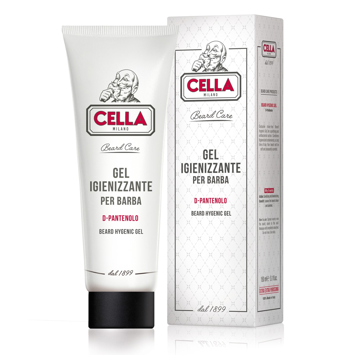Cella Milano Gel Igienizzante per Barba 150 ml - D-Pantenolo, Igienizza, Profuma e Ammorbidisce senza Risciacquo