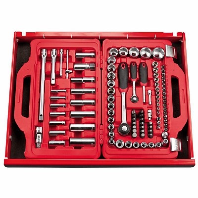 Usag Assortimento in Cassetta Modulare con Bussole Esagonali e Inserti per Avvitatura, 100 Pezzi, Rosso, 41.5 x 28.3 x 9.2 cm, 7.1 Kg