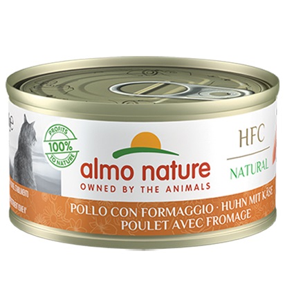 Almo Nature HFC Natural Pollo con Formaggio - Cibo Umido per Gatti Adulti da 70g