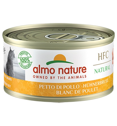 Almo Nature HFC Natural Cibo Umido per Gatti al Petto di Pollo 70g - Alimento Naturale e Monoproteico