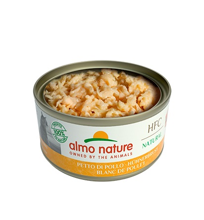 Almo Nature HFC Natural Cibo Umido per Gatti al Petto di Pollo 70g - Alimento Naturale e Monoproteico