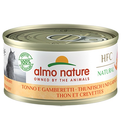 Almo Nature HFC Natural Cibo Umido per Gatti - Tonno e Gamberetti 70g - Alimento Completo e Naturale