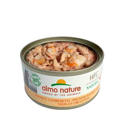 Almo Nature HFC Natural Cibo Umido per Gatti - Tonno e Gamberetti 70g - Alimento Completo e Naturale