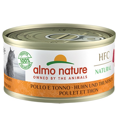 Almo Nature HFC Natural Cibo Umido per Gatti - Pollo e Tonno 70g - Ingredienti Naturali e 100% HFC