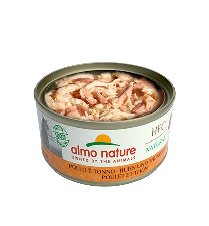 Almo Nature HFC Natural Cibo Umido per Gatti - Pollo e Tonno 70g - Ingredienti Naturali e 100% HFC
