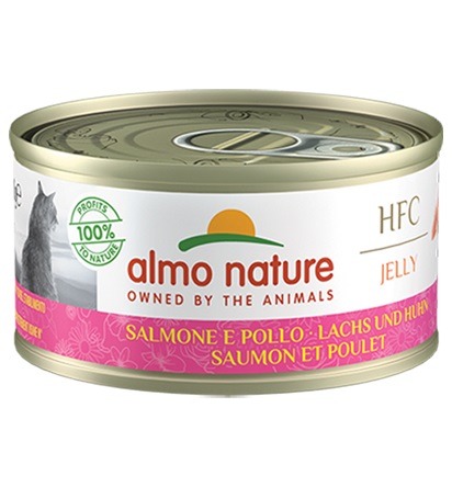 Almo Nature HFC Jelly Salmone e Pollo 70 g - Alimento Umido Complementare per Gatti Adulti, 100% HFC, Senza Glutine