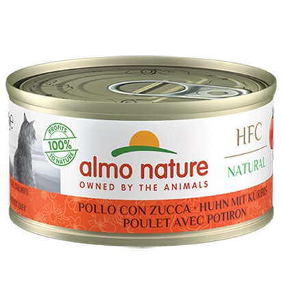 Almo Nature HFC Natural Cibo Umido per Gatti Adulti Pollo con Zucca 70 g - Ingredienti Naturali e Alta Qualità