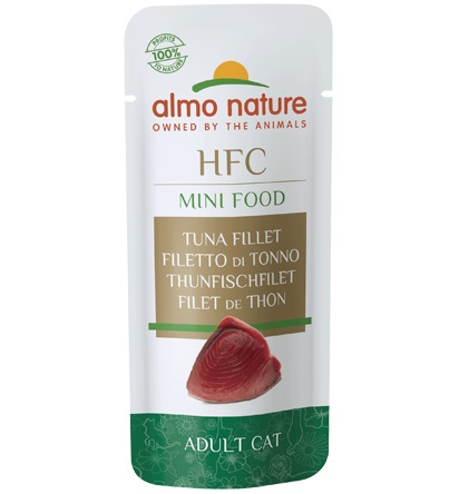 Almo Nature Mini Food Filetto di Tonno 3 g - Cibo Umido Complementare per Gatti Adulti, 100% HFC, Monoproteina, Senza Glutine