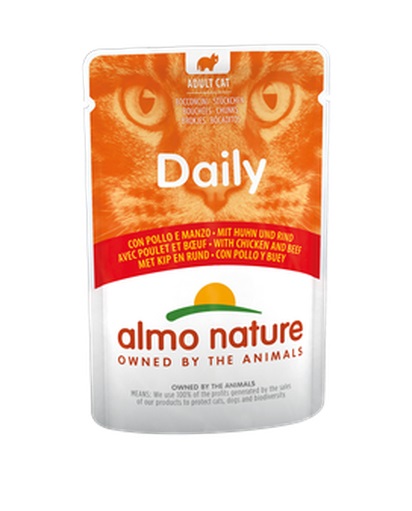 Almo Nature Daily Cibo Umido per Gatti Adulti con Pollo e Manzo - 70g