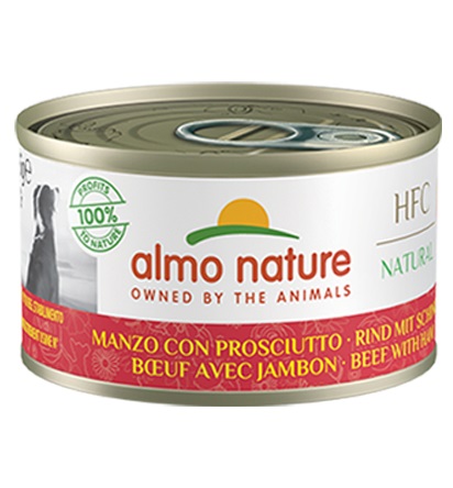 Almo Nature HFC Natural Cibo Umido per Cani Manzo con Prosciutto 95 g - Alimento Complementare di Alta Qualità