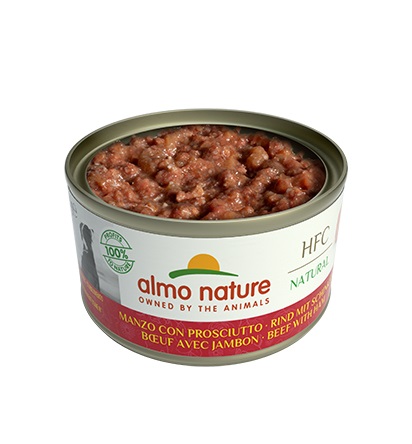 Almo Nature HFC Natural Cibo Umido per Cani Manzo con Prosciutto 95 g - Alimento Complementare di Alta Qualità