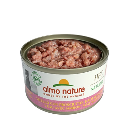 Almo Nature HFC Cibo Umido per Cani - Vitello con Prosciutto - Lattina da 95 gr - 100% Ingredienti di Qualità