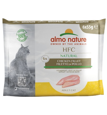 Almo Nature HFC Natural Cibo Umido Filetto di Pollo per Gatti Adulti - Confezione da 6 x 55 g