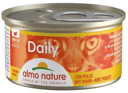 Almo Nature Daily Mousse con Pollo per Gatti - Cibo Umido Completo 85 g - Senza Cereali e Conservanti