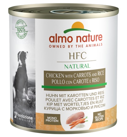 Almo Nature HFC Cibo Umido per Cani Adulto Pollo con Carote e Riso - Lattina da 280 g