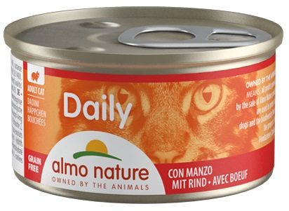 Almo Nature Daily Cat Dadini con Manzo 85 g - Cibo Umido Grain Free per Gatti Adulti