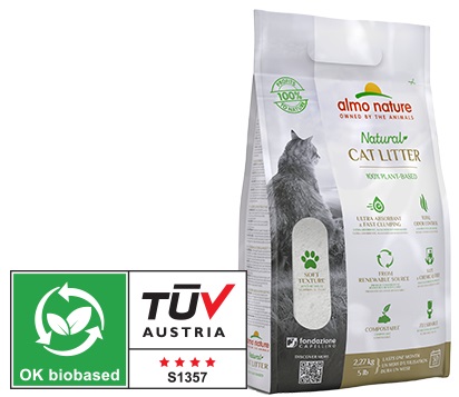 Almo Nature Lettiera per Gatti 2,27 Kg - Biodegradabile e Compostabile a Base di Fibre Vegetali