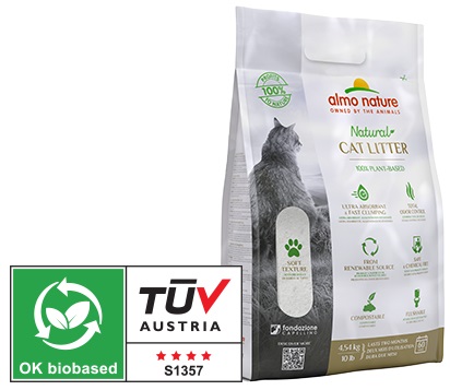Almo Nature Cat Litter Lettiera Vegetale Biodegradabile 4,54 Kg - Agglomerante e Compostabile