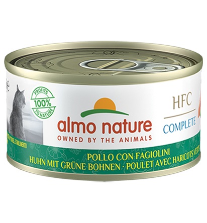 Almo Nature HFC Complete Cibo Umido per Gatti - Pollo e Fagiolini 70g - Alimento Completo e Naturale