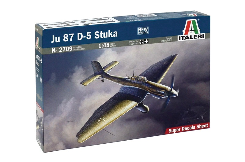 Italeri Ju-87 D-5 Stuka Model Kit Scala 1:48 - Nuovi Stampi, Fotoinciso, Motore Dettagliato, Super Decal, 4 Versioni GER/HUN