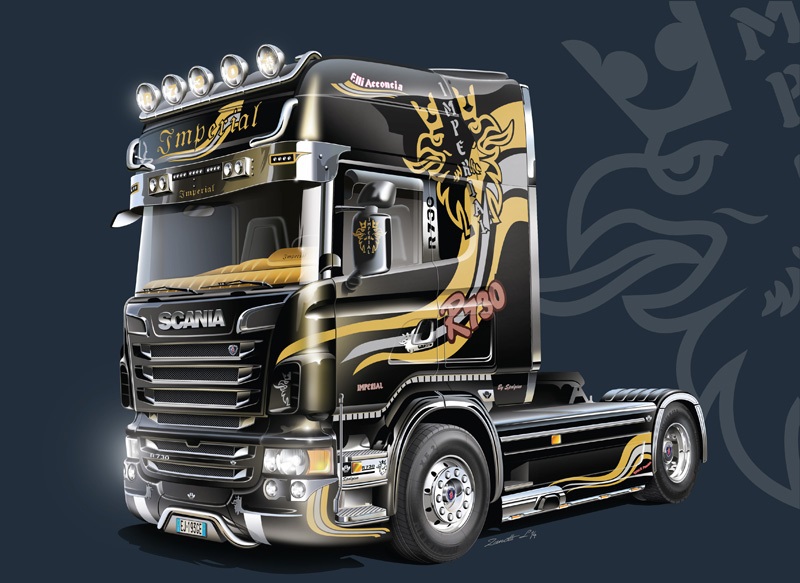 Italeri Scania R730 V8 Topline Imperial Modellino di Camion/Rimorchio Kit di Montaggio Scala 1:24 con Adesivi Cromati e Pezzi Aggiuntivi