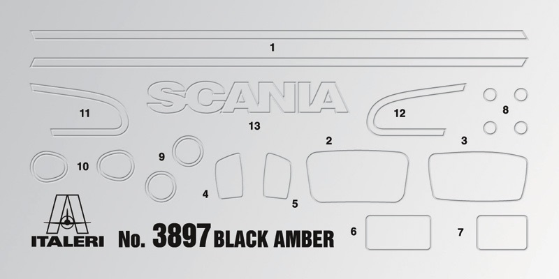 Italeri Scania R730 V8 Black Amber Modellino Camion Kit di Montaggio 1:24 con Colore Acrilico Inclusa