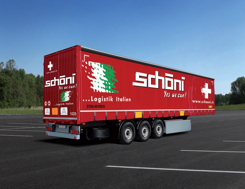 Italeri 3918 Curtainside Trailer 'Schoeni.Ch' Modellino Semirimorchio Kit di Montaggio 1:24 con Istruzioni e Decals