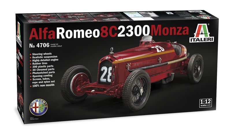 Italeri Alfa Romeo 8C 2300 Monza Modellino da Assemblare e Pitturare Scala 1:12 con Dettagli Realistici