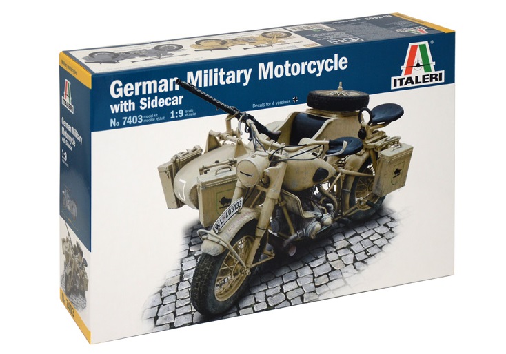 Italeri 7403 - Modello di Moto Militare Tedesca con Sidecar Scala 1:9 - Seconda Guerra Mondiale