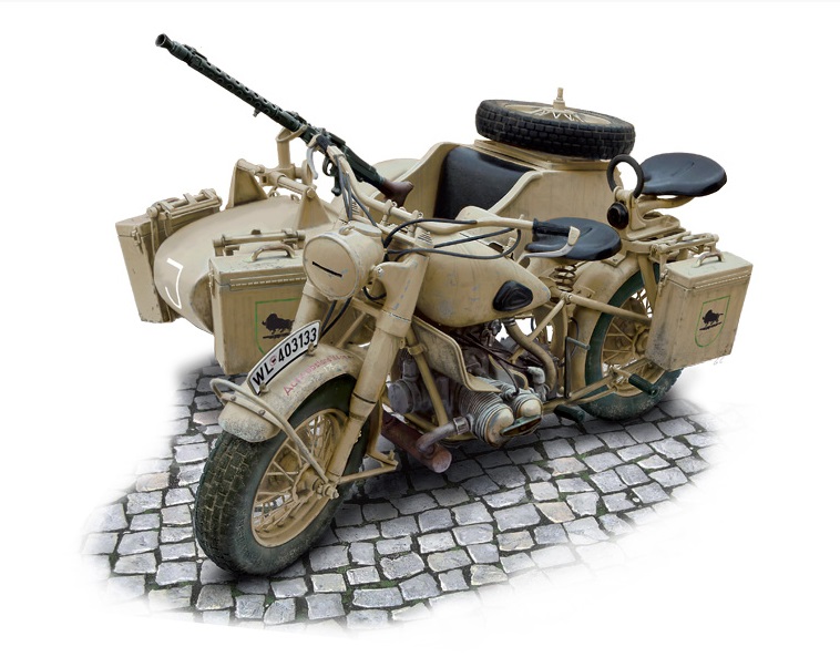 Italeri 7403 - Modello di Moto Militare Tedesca con Sidecar Scala 1:9 - Seconda Guerra Mondiale