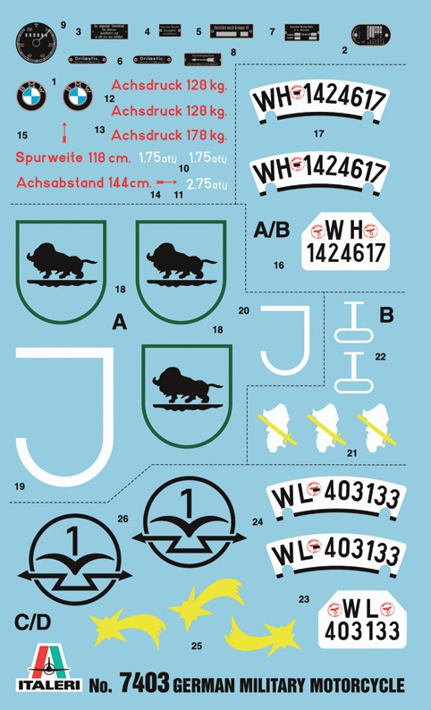Italeri 7403 - Modello di Moto Militare Tedesca con Sidecar Scala 1:9 - Seconda Guerra Mondiale