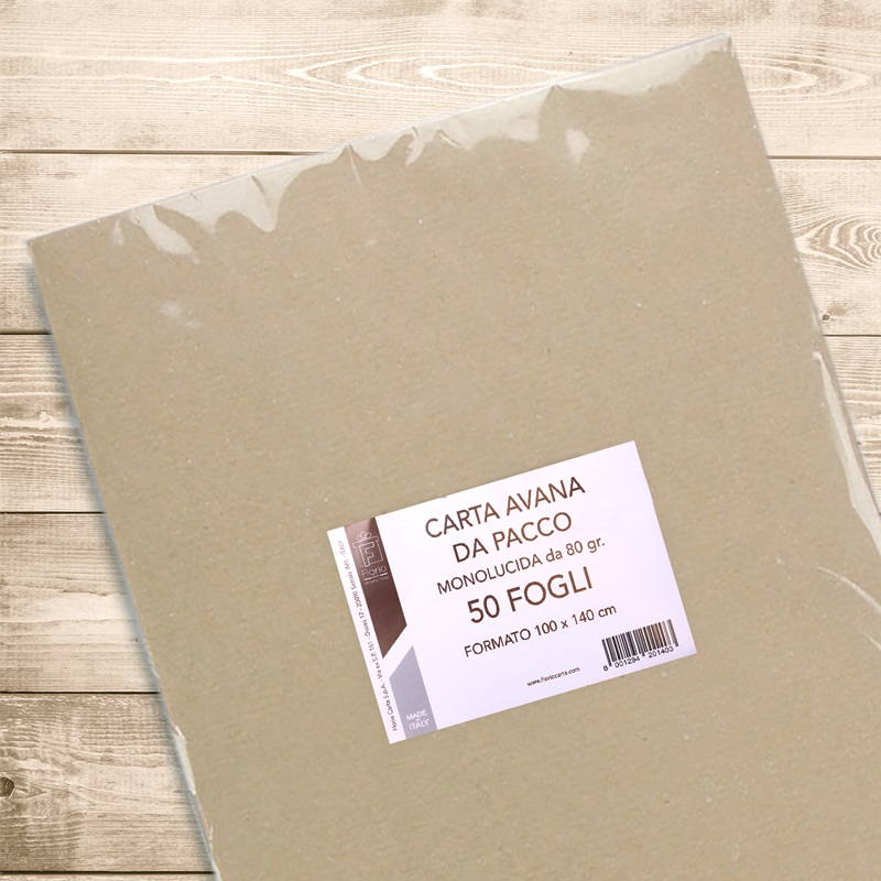 Florio Carta da Pacco Kraft Avana 100x140 cm - Confezione da 50 Fogli - 80 gr