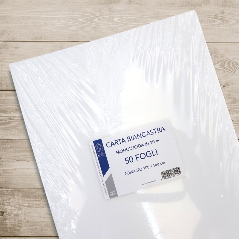 Florio Carta da Pacco Bianco 100x140 cm 80 g/m² - Confezione da 50 Fogli