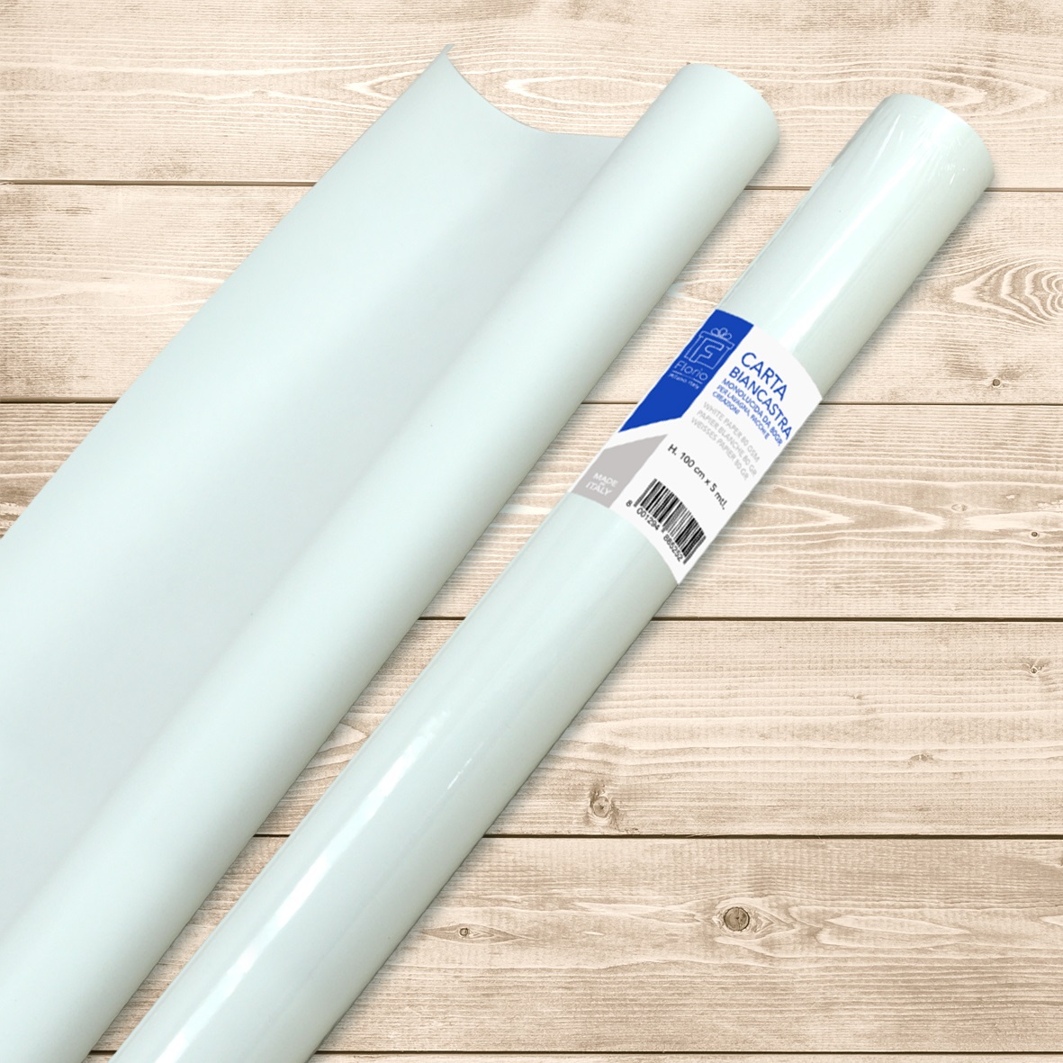 Florio Rotolo di Carta da Pacco Bianco 1x5 m - 80 gr, Confezione da 30 Pezzi