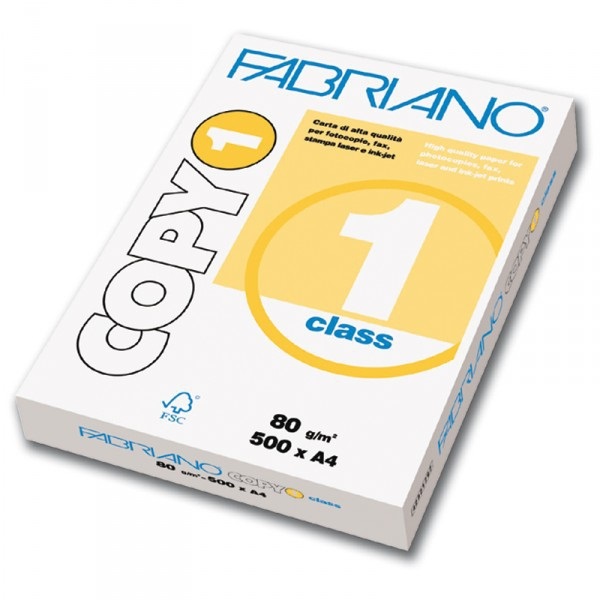 Fabriano Carta Copy 1 A4 80g - Confezione da 5 risme da 500 fogli, 100% cellulosa E.C.F., certificata F.S.C.